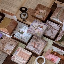 클래식 빈티지 배경지 레터링 꽃 떡메모지 다꾸 페이퍼 6종, 2.영문편지 (ME-679)