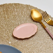모던하우스 스칼럽 골드림 수저받침 핑크 CA4521011, 단품