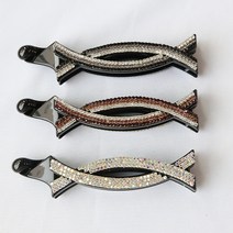 미스21 크로스 컬러큐빅 바나나 헤어핀 머리핀 3개 세트 (hp904)