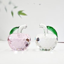 사과 문진 크리스탈 유리 애플 장식품 오브제, 핑크