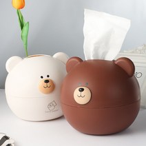 ecolucky 럭키리빙 동글곰돌이 두루마리 휴지케이스 화장지케이스 티슈커버 티슈케이스, 동글곰돌이 휴지케이스 아이보리
