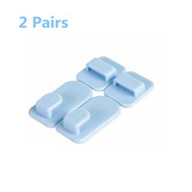 2 Pairs = 4Pcs 양면 접착 벽 걸이 ABS 접착 테이프 걸이 원격 제어 홀더 벽 저장 tv에 적합, Blue