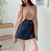 퍼니걸스 5376 루즈핏 어깨 트임 긴팔 티셔츠 여성의류