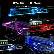 ArtX K5 1세대 USB 5V LED 2단 차량용 무중력테이블 컵홀더 식탁 자동차 선반 핸드폰 거치대 수납용품, 미니-사각 타잎, 제외, 레드