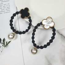 명품 큐빅 보석 끈 포인트 헤어링 머리끈 악세사리 클로버 호피 리본 진주