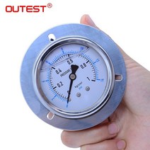 가성비 좋은 OUTEST 공기 오일 물 유압 압력 게이지 스레드 G 1/4 13mm 축 방향 스테인레스 스틸 넓은 범위, 01 0-0.1Mpa