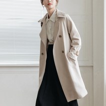 오버클래쓰 여성 기본 트렌치코트 심플 하프라인 레이어드 하객룩