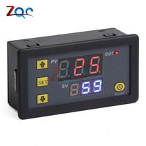 복싱타임벨 DC 12V/24V/AC 110V 220V 사이클 시간 타이머 지연 릴레이 LED 듀얼 디지털 디스플레이 타이밍 조정 가능한 전원 공급 장치 온도계 0-999, [01] DC 12V