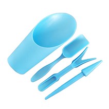 4pcs 정원 재배자 키트 파종 삽 스코트 버킷 분재 묘목 시추 도구, 파란색