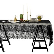 후아나야 레이스 테이블보 화이트 식탁보 4-8인용 (145x300cm), 70x145cm, 블랙