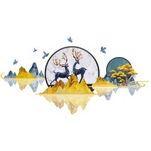 [Shijuekongjian] 산 벽 스티커 비닐 DIY 중국 스타일 벽화 데칼 거실 침실 부엌 홈 인테리어, 03 mountain sticker 3