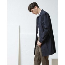 지이크 파렌하이트 [20SS신상]히든 버튼 코튼 블랜딩 다크네이비 하프 코트 (FANAB7809)