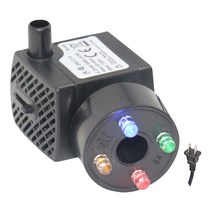 양수 펌프 소형 수도 150L/H 2W 4 LED 다채로운 조명 잠수정 수족관 워터 조용한 풍경 물고기 탱크 연못 물 분수, [02] US plug