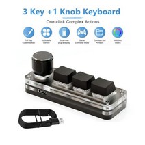 Macropad 매크로 기계식 키보드 RGB 미니 게임 맞춤형 프로그래밍 노브 키패드 포토샵용 레드 스위치 3 키, free, 검은색