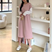 빅걸스토리 여성용 빅사이즈 레이어드 캐주얼 심플 데일리 긴팔원피스