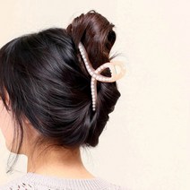 진주 꼬임 집게핀 빅사이즈 국산 똥머리 핑크 헤어핀