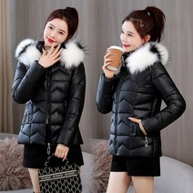 광택 느슨한 눈 코트 2022 새로운 겨울 재킷 두꺼운 따뜻한 파카 모피 칼라 점퍼