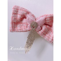 [그레이스 샵] 헤어핀 자동핀 핑크 나비 큐빅포인트