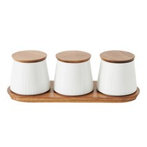 한샘 세라믹 양념통 3P세트(우드 받침포함), 단일/상품