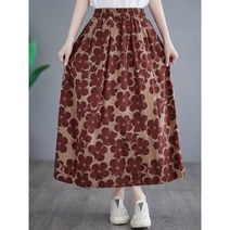 플라워 꽃무늬 롱 스커트 치마 여성 캐주얼 봄 스타일 프린트 루즈핏