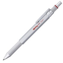 Rotring 600 3~in~1 멀티컬러 펜 샤프 볼펜 파인 포인트 팁 2개(블랙 레드 잉크) 1개(0.5mm 리드) 실버 배럴232788, Silver
