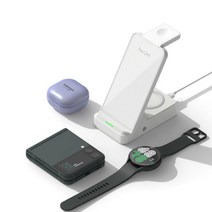 리큐엠 3IN1 갤럭시워치5 버즈 Z플립 고속 무선충전기, 갤럭전용 Q3100S_화이트