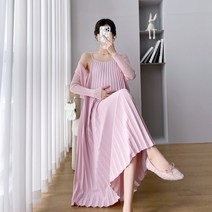 임부복 마터니티 드레스 여름 플리츠 슬립 가디건 투피스 세트 임산부 원피스