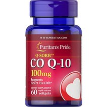 코큐텐 코엔자임 Puritans Pride Q-Sorb CoQ10 100mg 심장 건강 지원 신속 방출 소프트젤 60정 60ct