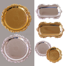 엔틱 메탈 골드트레이 실버트레이 유럽풍 컵받침 쟁반 티코스터 인테리어소품, 원형(소) 골드