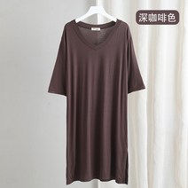케익 어텐션 브이넥 무지 미디 반소매 루즈핏 미디 티셔츠 원피스 S458