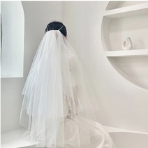 메리지엥 면사포 웨딩베일 셀프웨딩촬영 브라이덜샤워 소품, 1개, 3. 2단 풍성한프레이어