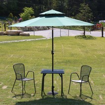 가구로드 사각망80/120 세트 2인 4인 야외테이블세트 카페 테라스 펜션 리조트 테이블 의자 세트, 사각망80 2인세트-알루미늄파라솔270-레드