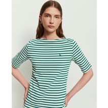 22SS [populet]그린 스트라이프 면 5부소매티셔츠 WSTS2B322E2