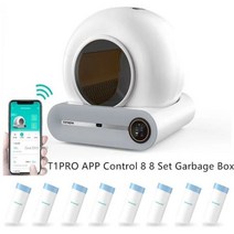 고양이숨숨집 스크래쳐 장난감 Tonepie65L 자동 스마트 고양이 배변 상자 [영어 버전] 자동 청소 완전 밀폐형 고양이 배변 상자 애완 동물 화장실 배변 트레이, Add Garbage Bag