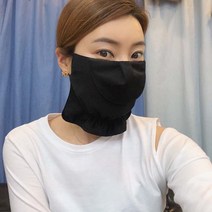 [미스블혹] 목가리개 프릴 면 2단 무지 골프 마스크