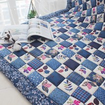 무아르 손 누빔 카페트 대형 폭신 돌 침대 소파 맞춤, 블루