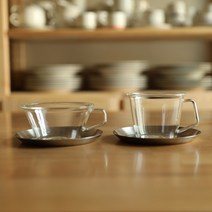 킨토 캐스트 스텐 찻잔 커피잔 다도 티팟 세트 홈카페 내열유리컵 신혼부부 혼수 집들이선물, 220ml 커피컵&소서