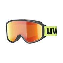 유벡스 남여공용 G.gl 3000 Cv 스키 고글, 단일 크기, 검은색 매트-녹색/주황색-녹색