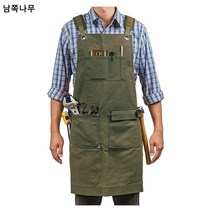 두꺼운 방수 내마모성 빈티지 왁스 코팅 작업복 넓은 어깨 주머니 멀티 포켓 공구 캔버스 앞치마 커스텀, 밀리터리 그린, 프리사이즈