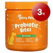 리암마켓 Zesty Paws 제스티 포우즈 강아지용 면역 장 소화 건강 관리 보충제 프로바이오틱 바이트 호박 맛 소프트 츄 90개 360g 1팩, 3팩