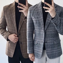 데일트 남자 겨울 울 글렌체크 자켓 블레이져 2컬러