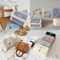 초보자용 코바늘 가방 뜨기 패키지 diy 세트, 패브릭백, 핑크
