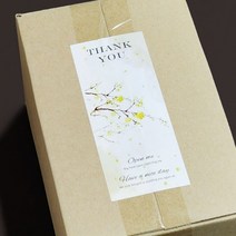 50매 선물 비닐 포장 행사 박스 상자 직사각 밀봉 감사 꽃무늬 스티커, 플라워 감사 세로 스티커 벚꽃