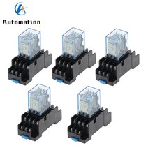 전기릴레이 부품 전자 마이크로 미니 릴레이 MY4NJ DC12V 5a 14 핀 코일 4DPDT 소켓 베이스 포함 세트, 02 AC 24V