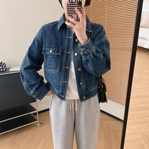 JS5219 여자 봄 여름 가을 고퀄 데님 청 면혼방 카라넥 긴팔 숏 카고 복고 루즈핏 점퍼 잠바 재킷 청자켓 캐주얼 아우터 데일리룩