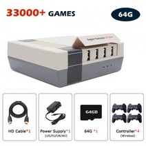 레트로 비디오 게임 콘솔 슈퍼 콘솔 X 큐브 PSP/PS1/N64 게임 플레이어 50000 게임 무선 컨트롤러 콘솔 에뮬레이터, X-Cube 64 Wirelessx4