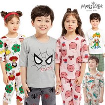 멜리스 국내생산 유아 아동 7부 내의 실내복 상하세트 자가드 슬러브 봄 여름 가을