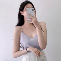 봄원피스 세련된 한국 스타일 다목적 우아한 v넥 캐주얼 반바지 민소매 조끼 여성용 더지 셔츠 탑 단색