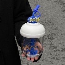 MITURIA 오피스 간편 커피잔 친환경 플라스틱 빨대 도파민 리유저블 텀블러, 600ml, 화이트