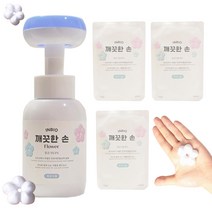깨끗한손 플라워 버블 핸드워시 꽃모양 손세정제 거품 본품1개+리필3개 각 300ml IN BIO, 본품 파우더향1개+리필 파우더향3개
